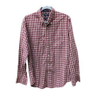 Men's Dockers long sleeve plaid button down shirt, colonial red/multi, size M